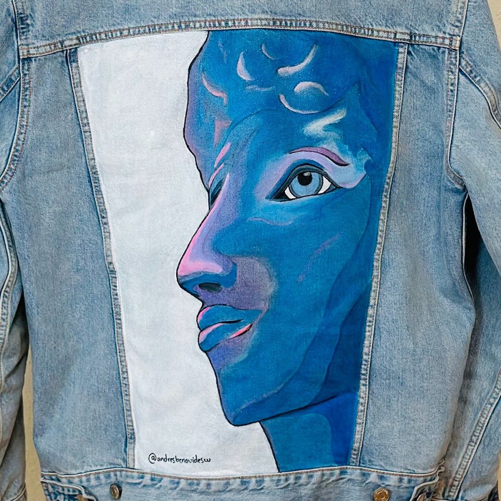 Jean Jacket Hand-Painted Cloud Man